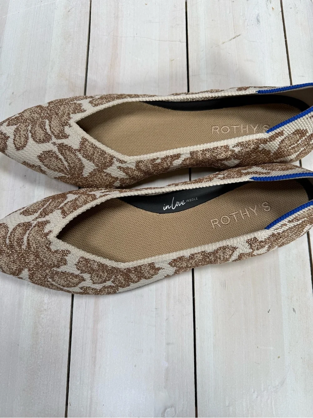 Rothy's The Point Chantilly Gold Size 8.5 NEW